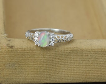 Natürlicher Opal ring | Ring zur Verlobung / Ring zur Hochzeit / Ring für Geschenk / Opal Geburtsstein Ring / Oktober Monat Ring / 925 Sterling SIlver