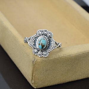 Turquoise Ring, Boho Silver ring, Natural Turquoise Gemstone Ring, Promise Ring, Gift Ring, Mother's Day Gift Ring, turquoise Boho ring