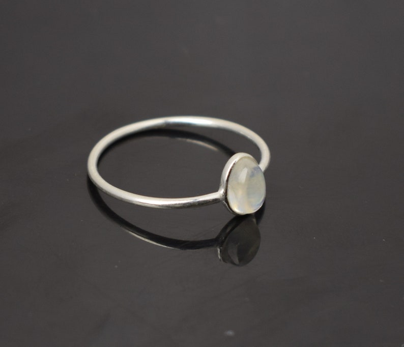 Simple Ring solitaire ring moonstone Ring engagement ring Tiny ring promise ring casual ring blue moonstone ring Rainbow Moonstone