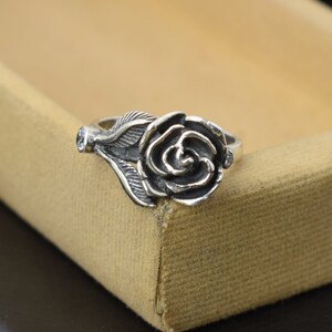 Anitique Rose Blossom Ring, Rosebuds Ring, Floral Ring, 925 Sterling Silver, Flowers Crown Ring, Oxidized silver Flower Ring