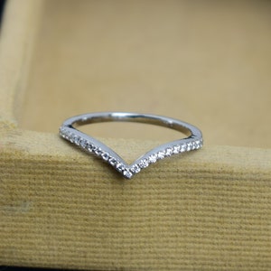 Curved Ring Band, Matching Stackable Band, 925 Sterling Silver, Curved Ring Enhancer, Simple Dainty Band