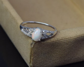 Natural Opal Ring, 925 Sterling Silver Ring, Wedding ring, engagement ring