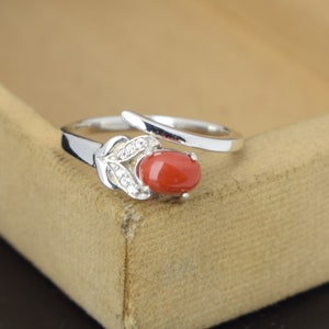 Coral Ring, Engagement ring, Promise Ring, Bridal Ring