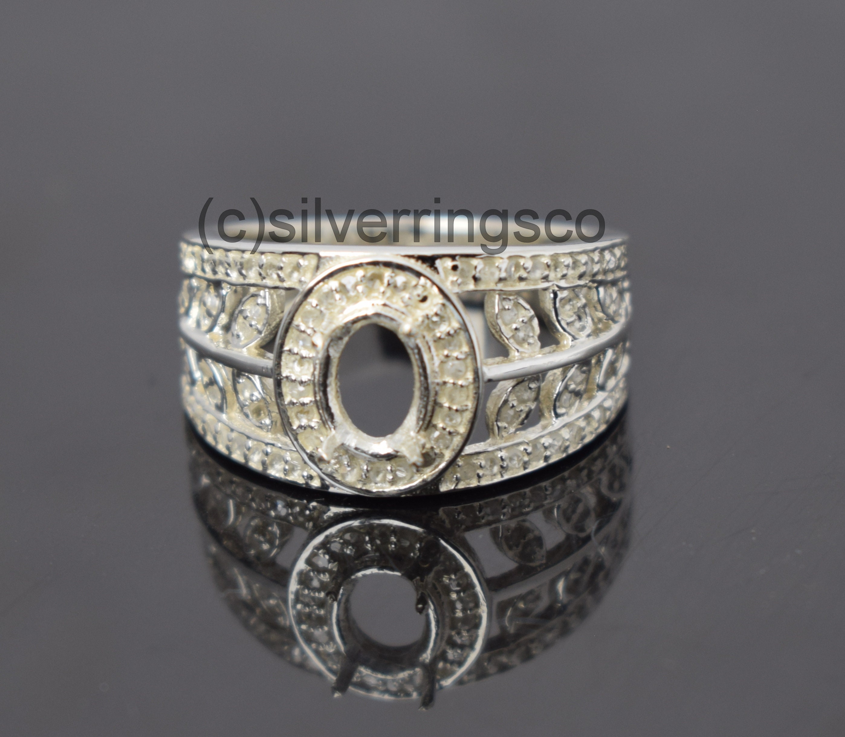 Semi Mount Ring, 5x7mm Stone Size Mount Ring, Empty Bezel Ring, Empty Prong setting Ring, Finding, Charms, Jewelry Making