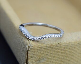 Curved Ring Band, Matching Stackable Band, 14k Rose Gold Plated 925 Sterling Silver, Curved Ring Enhancer, Simple Dainty Band