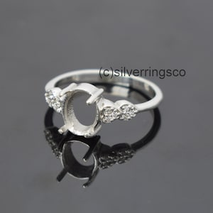Prong Setting Ring 7x9mm Oval Semi mount Ring, Personalized Wedding Ring, 925 Sterling Silver ring, Engagement Ring,