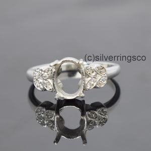 7x9mm Oval Semi mount Ring, Personalized Wedding Ring, 925 Sterling Silver ring, Engagement Ring, Prong Setting Ring