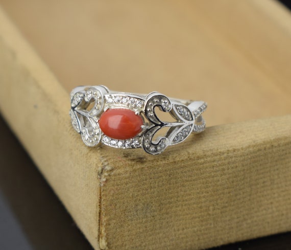 Coral wedding ring deals