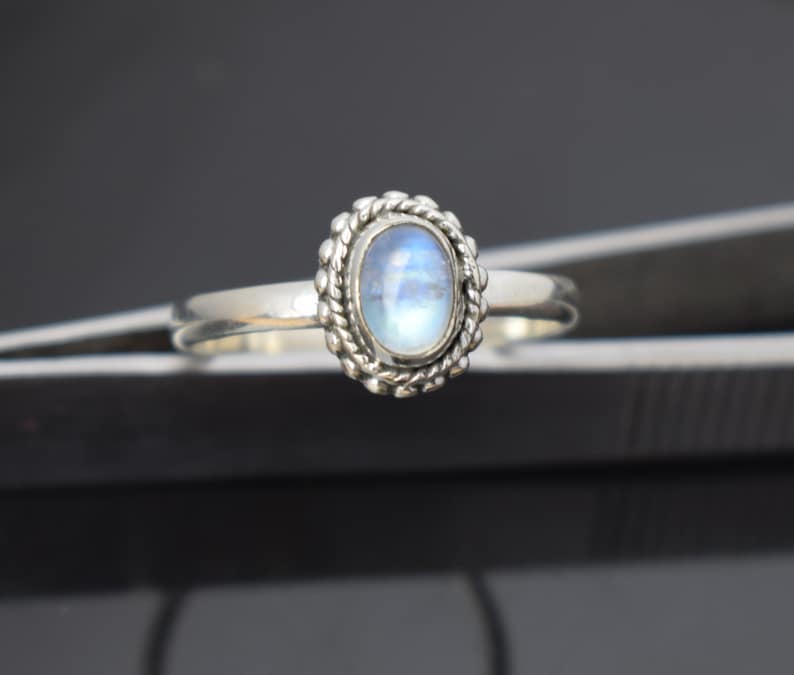 Promise Ring Birthday Gift for Her Beautiful Rainbow Moonstone boho Ring Rainbow Moonstone Boho Ring Sterling Silver Ring