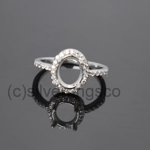 7x9mm Oval Semi mount Ring, Personalized Halo Wedding Ring, 925 Sterling Silver ring, Wedding Ring, Engagement Ring, Prong Setting Ring