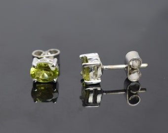 Boucles D'Oreilles Argent 925 Avec Péridot Naturel - Ovale 23x14mm