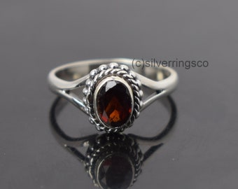 Promise ring, Garnet Ring, 925 Sterling Silver ring, Casual ring