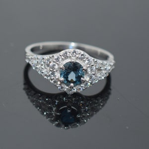 Blue topaz ring, Topaz ring, Topaz Engagement ring, Promise ring, London Blue Topaz, Silver ring, Gift ring