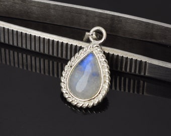 Rainbow Moonstone Pendant, 925 Sterling Silver, Boho Pendant, Gift For Mother Silver Pendant, Handmade Pendant