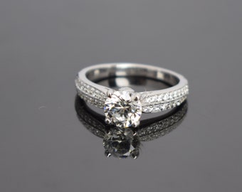 Anillo de compromiso de diamantes de laboratorio, plata de ley 925, anillo de boda, anillos de novia, anillo de promesa de corte redondo, anillo de aniversario, diamante redondo