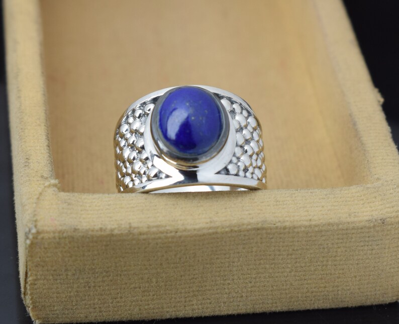 Bague Sceau En Argent 925 Et Lapis-lazuli Bleu Pour Homme – Taille 61 (19.4mm)