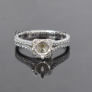 Wedding Ring, Semi mount Engagement ring, 5mm Round Semi mount Ring, 925 Sterling Silver