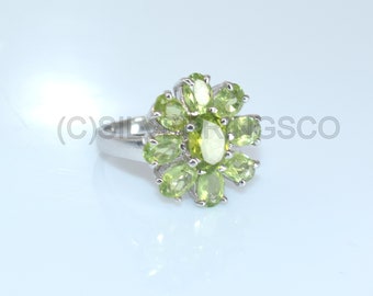 Natural Peridot Ring, Cocktail Ring, 925 Sterling Silver Peridot Ring, Wedding Ring, Engagement ring, Anniversary Ring, Promise Ring