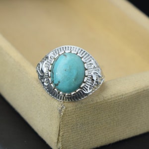 Turquoise Ring, Boho Silver ring, Natural Turquoise Gemstone Ring, Promise Ring, Mother's Day Gift Ring, turquoise Boho ring