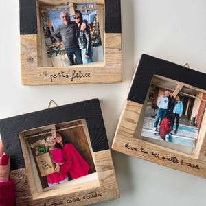 Marco rústico de madera, marco de fotos rústico, hecho a mano, marco para colgar