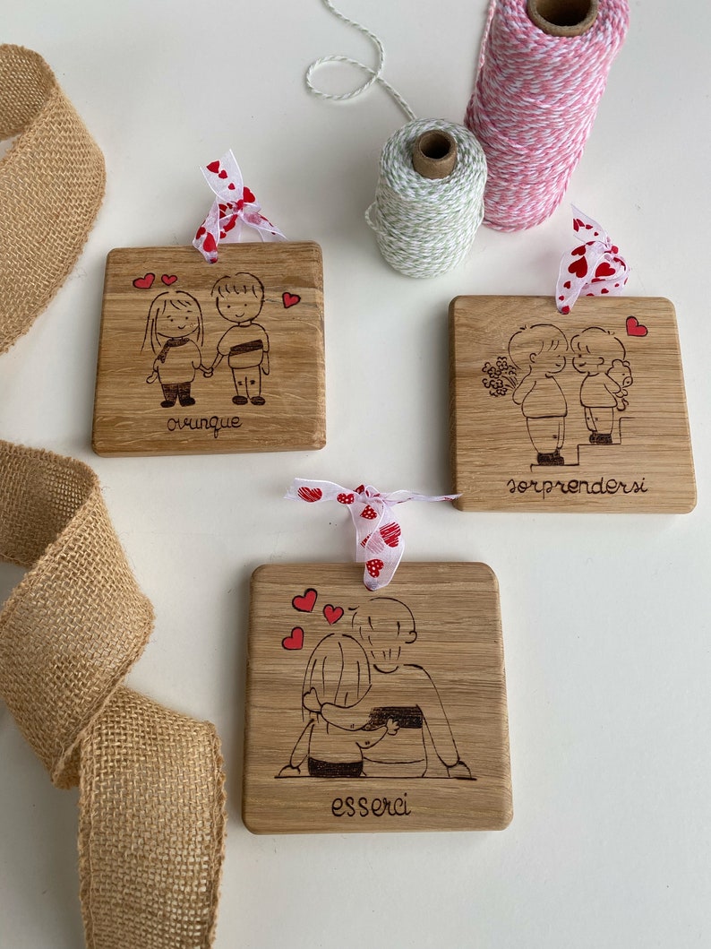 Quadretto Love in Legno, Idea Regalo San Valentino, Regalo Innamorati Legno, Esserci Scritta, Let Love Grow, Decorazione in legno immagine 2