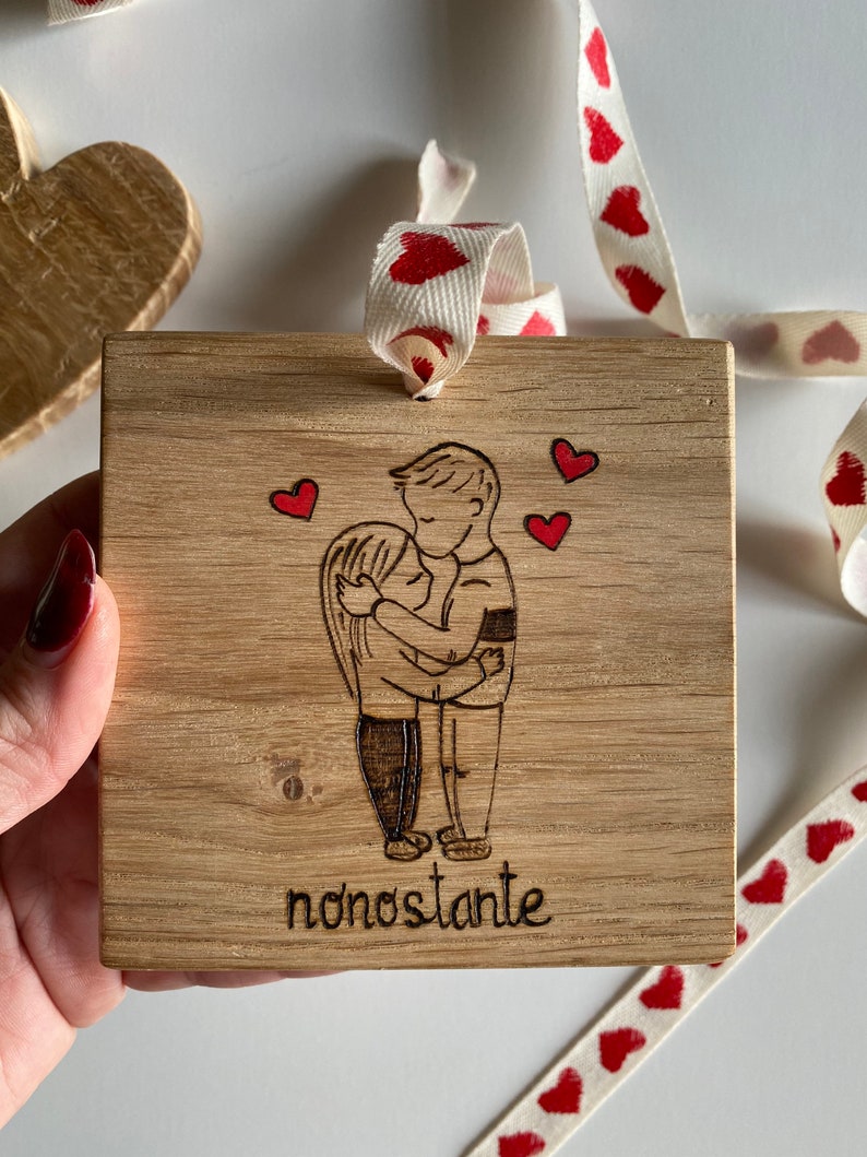 Quadretto Love in Legno, Idea Regalo San Valentino, Regalo Innamorati Legno, Esserci Scritta, Let Love Grow, Decorazione in legno immagine 5