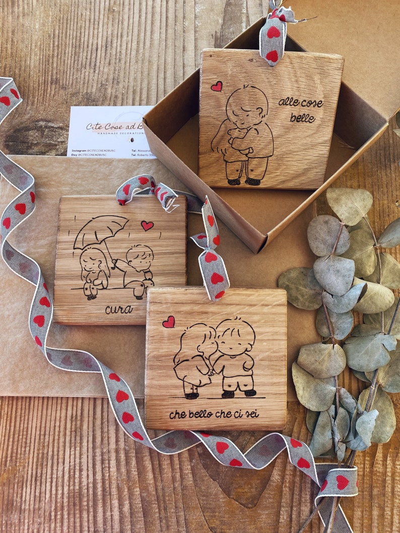 Quadretto Love in Legno, Idea Regalo San Valentino, Regalo Innamorati Legno, Esserci Scritta, Let Love Grow, Decorazione in legno immagine 1