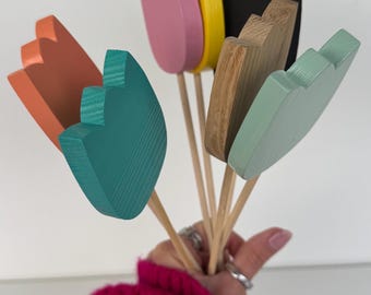 Wooden Tulips, Wooden Flowers, Handmade
