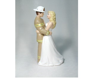 NEW ! Looks Like You Personalized Dance With Me Bride and Firefighter Fireman Groom Wedding Cake top - Interracial, Bald Grooms, Nurse, etc
