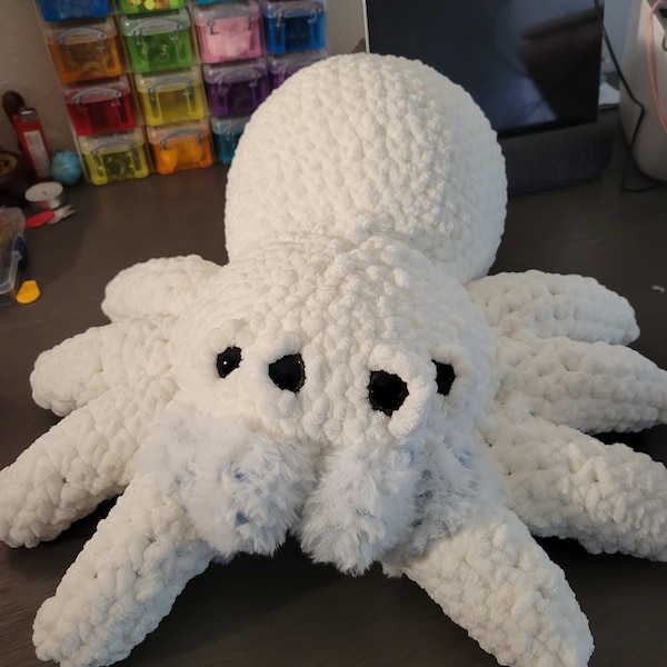 Large Crochet Velvet Spider Plush | 19-inch Amigurumi