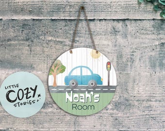 Kids Car Room Sign | Custom Name Sign | Metal Nursery Decor | Personalized Door Plaque