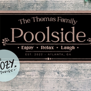 Custom Family Name Pool Sign: Aluminum Poolside Decor