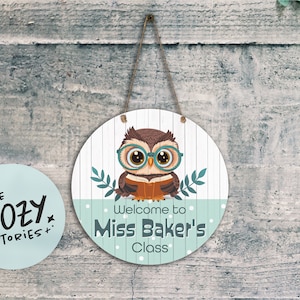Custom Teacher Owl Sign: Classroom Door Decor, Personalized Wall Art