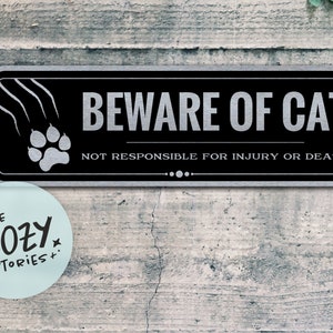 Customizable Beware of Cat Sign: Humorous Pet Warning Decor