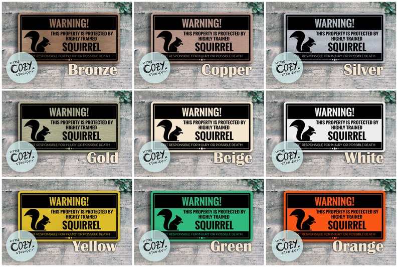 Custom Squirrel Warning Sign: Property Protected Metal Sign - Etsy