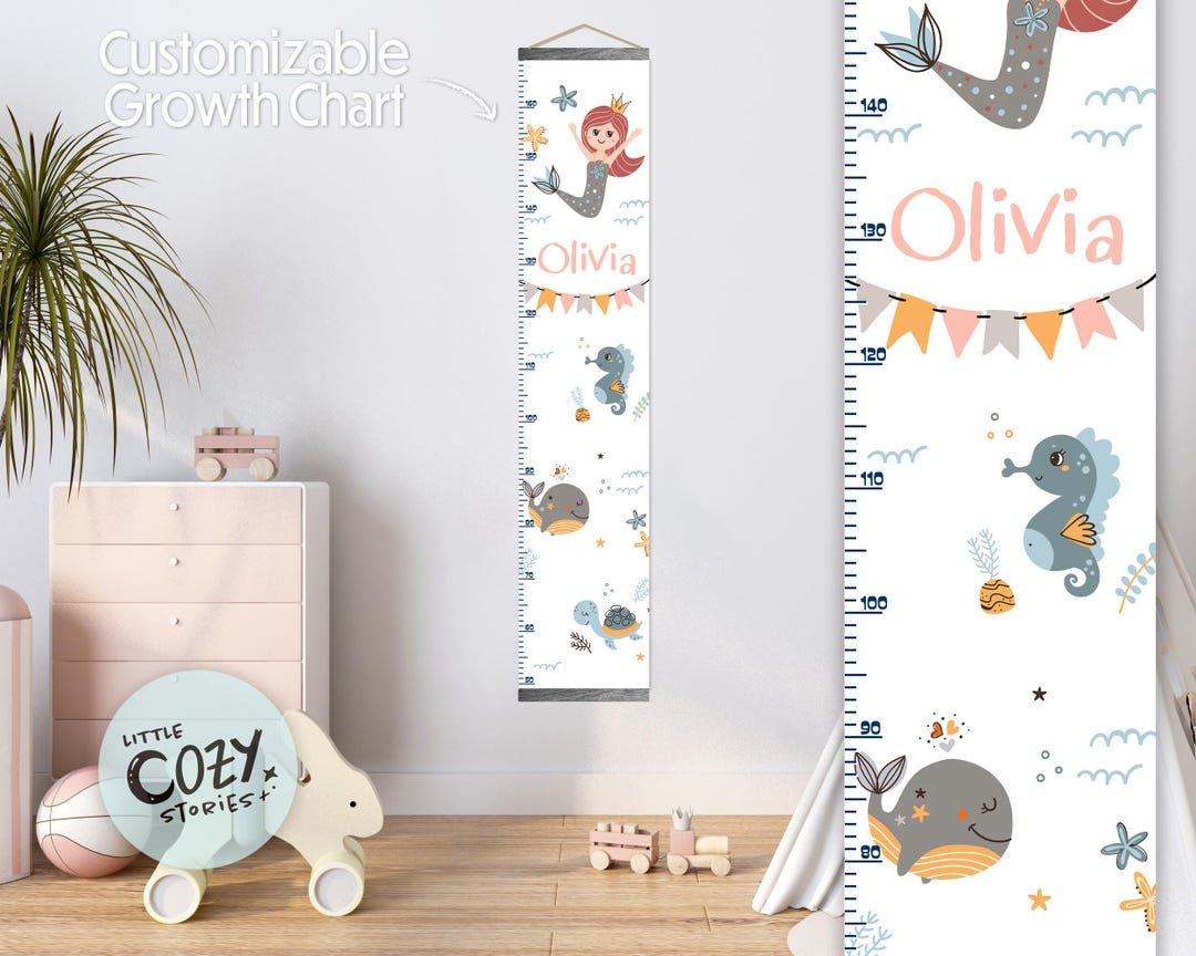 Giraffe Height Chart For Kids - No-Drill Wall Growth Chart With Marker | Nursery Decor, Boys & Girls Room