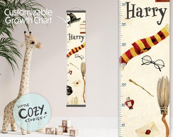 Custom Wizard Growth Chart: Canvas Nursery Decor, Magical Height Ruler