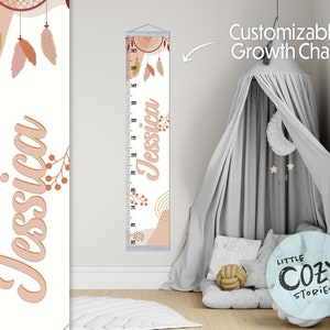 Skurriler Boho Traumfänger Wachstums-Tracker für Kinderzimmer | Skandinavisch inspirierte Maßtabelle | Einzigartiges Babypartygeschenk