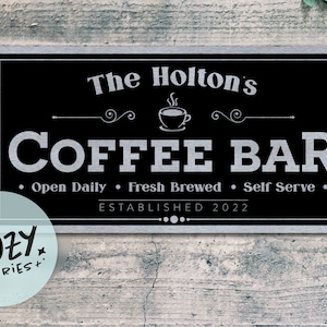 Custom Coffee Bar Sign | Farmhouse Sign | Coffee Bar Decor | Family Gift | Bar Sign | Custom Bar Sign | Custom Gift | Father&#39;s Day Gift