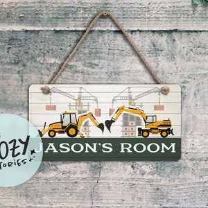 Custom Under Construction Sign | Construction Trucks Themed Sign | Bedroom Sign | Nursery Sign | Wall Art | Kids Room Decor | Metal Sign