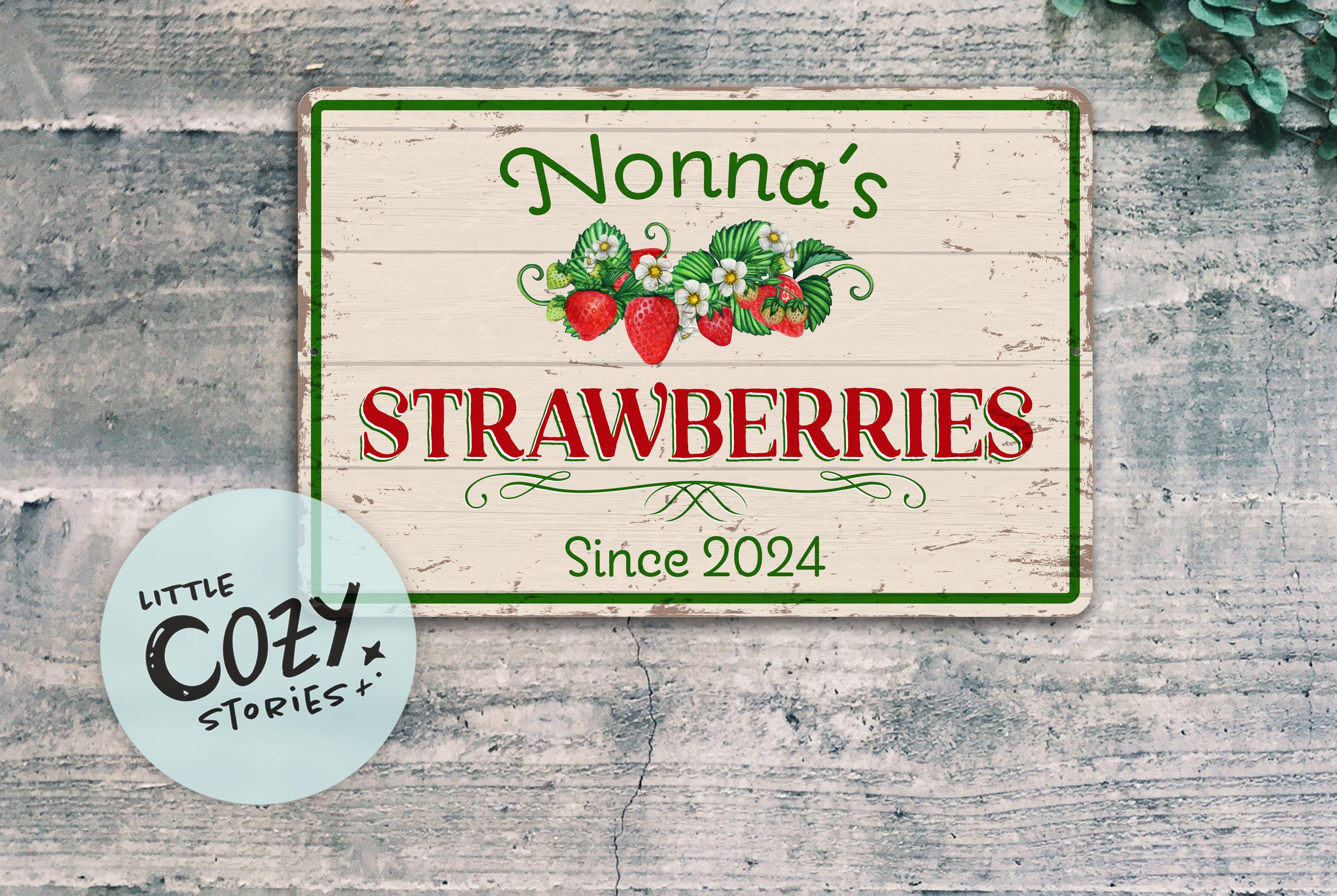 Fresh Strawberries Tin Sign - Farmhouse Kitchen Decor, 4"x11", Made In USA