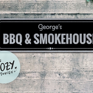 Personalized BBQ Smokehouse Sign: Rustic Aluminum Composite, Custom Text