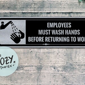 Employees Must Wash Hands Sign: Custom Metal Door Plaque