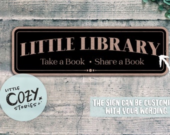 Custom Little Library Sign | Take A Book - Share A Book | Free Library Sign | Porch Sign | Door Sign | Airbnb Sign | Brushed Metal Sign