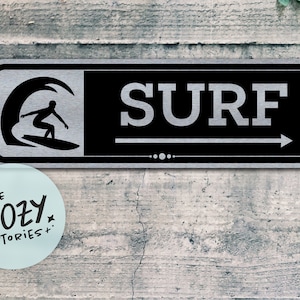 Custom Surfing Sign: Weatherproof Metal Beach Decor