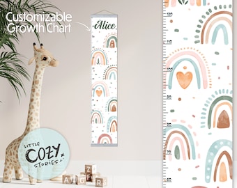 Custom Watercolor Rainbow Growth Chart: Kids Nursery Wall Art