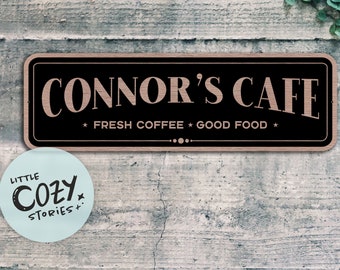 Custom Cafe Sign | Personalized Barista Chef Name Sign | Fresh Coffee Good Food Sign | Coffee Lover Sign | Custom Gift | Father's Day Gift