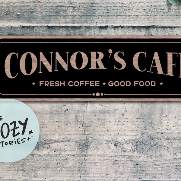 Custom Cafe Sign | Personalized Barista Chef Name Sign | Fresh Coffee Good Food Sign | Coffee Lover Sign | Custom Gift | Father's Day Gift