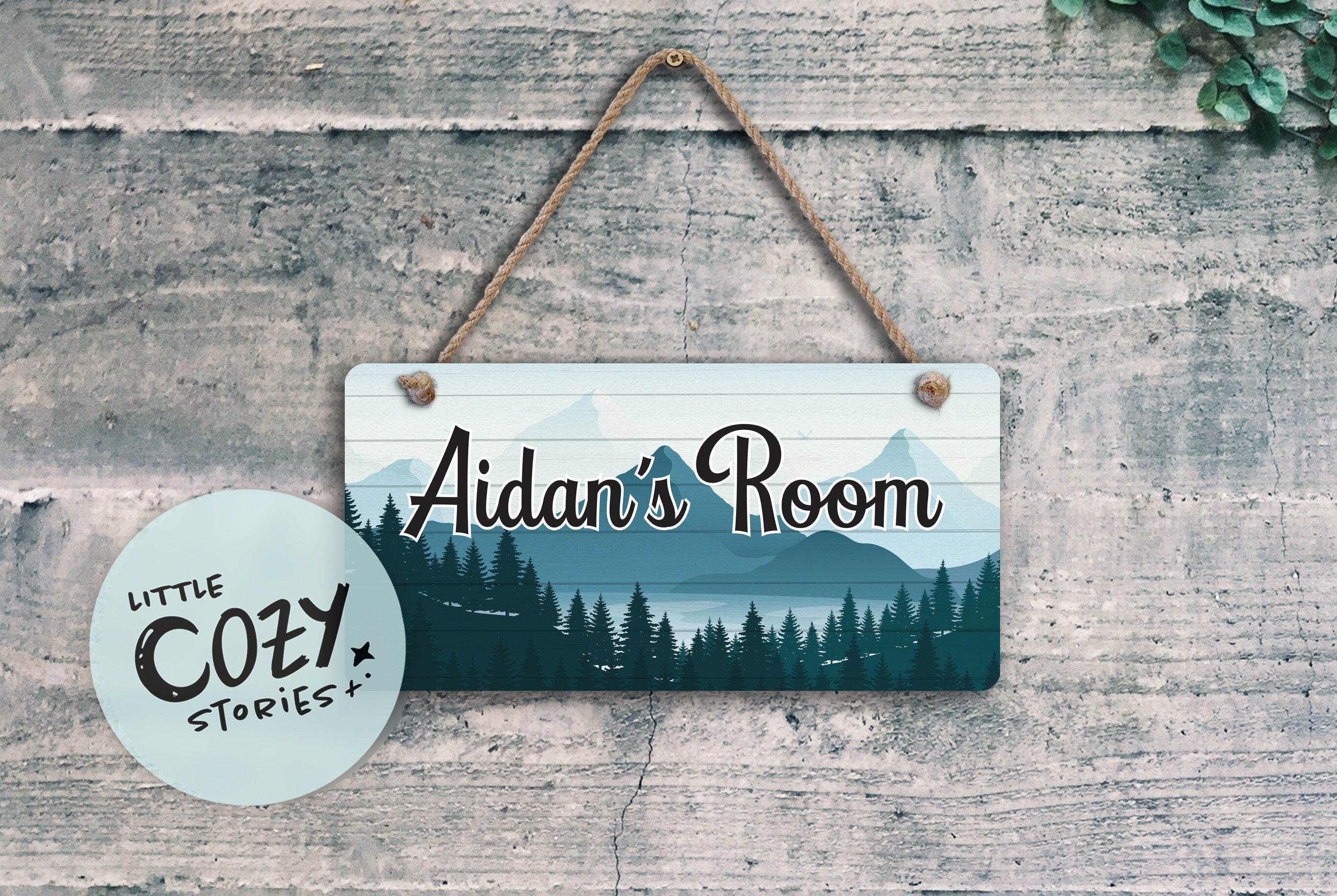 Custom Mountains Kids Room Sign: Personalized Metal Door Art