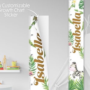 Custom Zebra Growth Chart Sticker: Jungle Nursery Decor